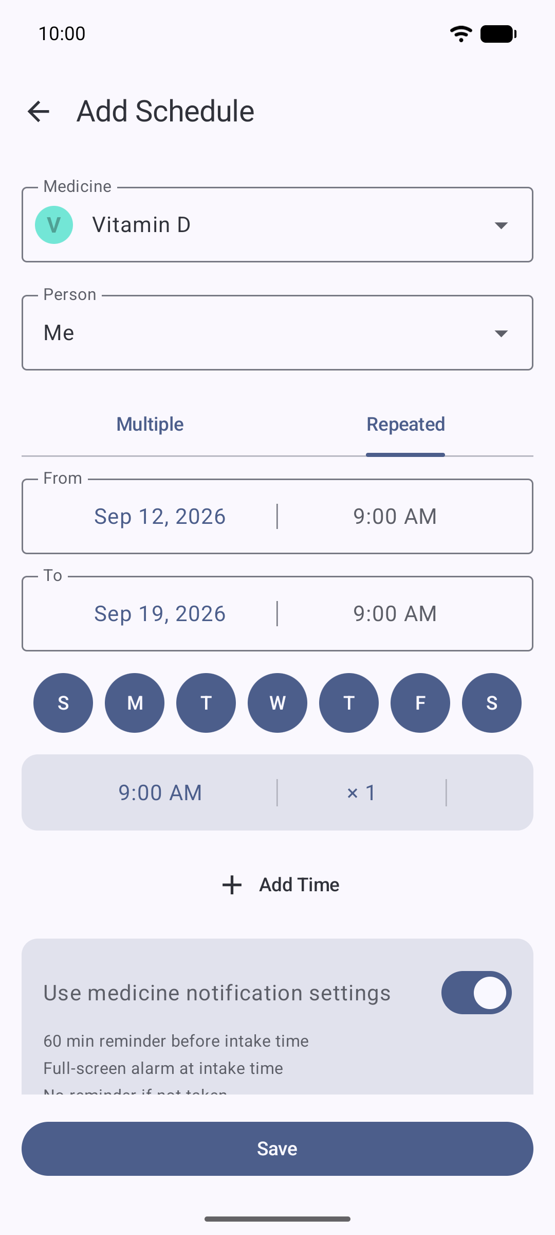 Setting up a repeating schedule